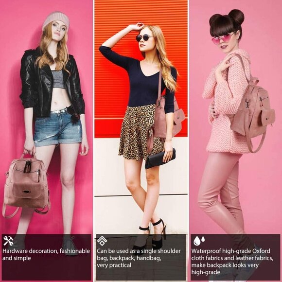 Women Backpack Purse Small Leather Waterproof Anti-Theft Shoulder Bag main image 8